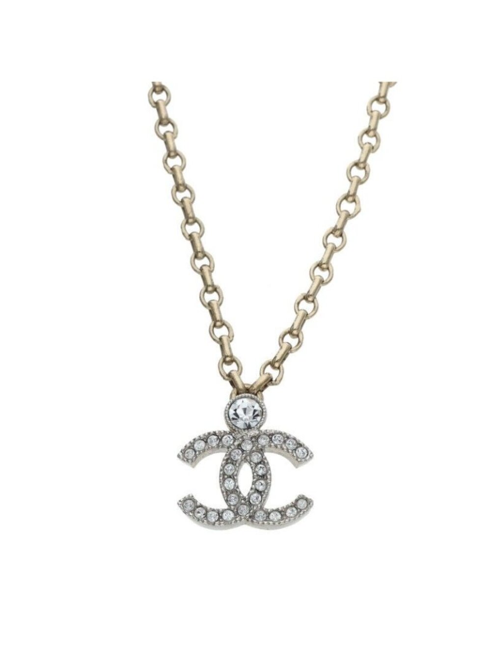Chanel CC Logo Rhinestone Necklace